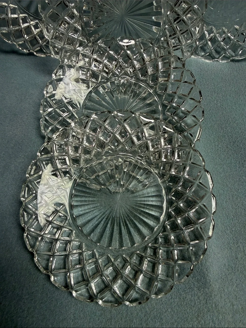 5-Anchor Hocking Waterford Waffle Glass Bread and Butter Plates (set of 5)